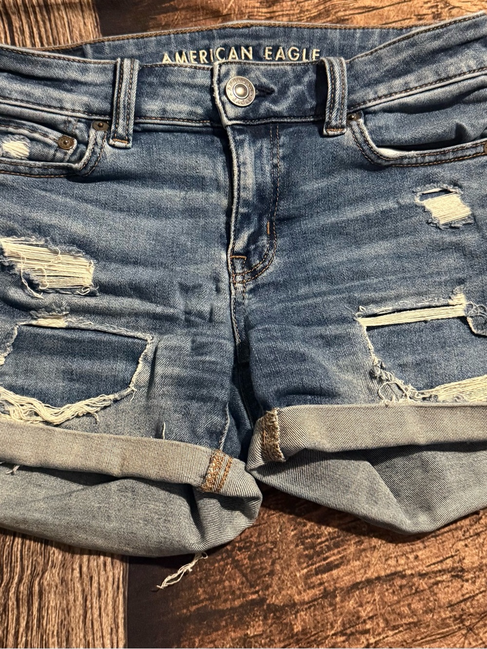 American Eagle Outfitters Distressed Blue Denim Jean Shorts